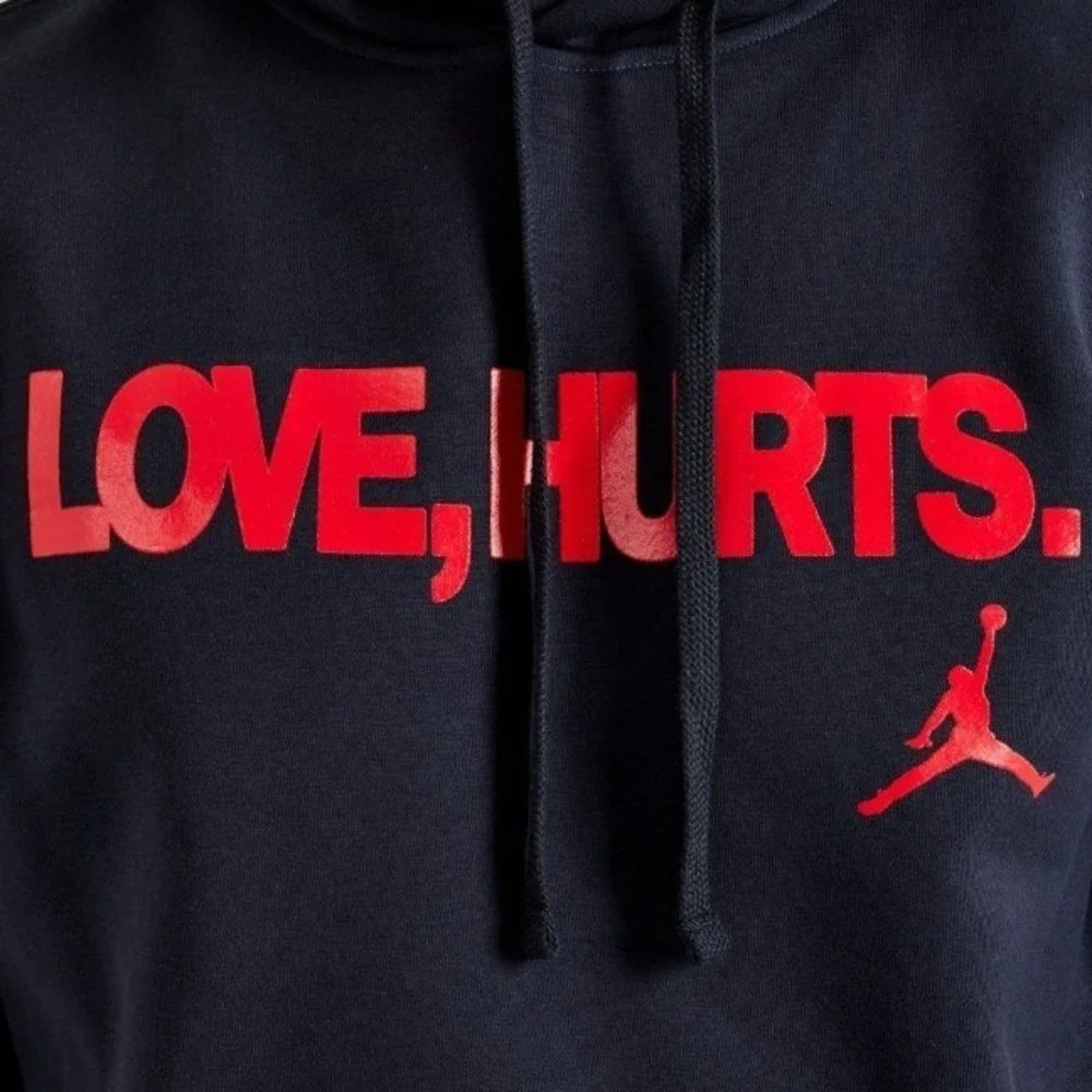 Air Jordan Jalen Hurts Love, Hurts Black Red Hoodie Sweatshirt JQ3843-010 Size M